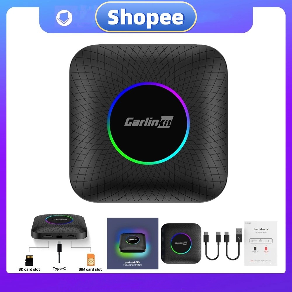 Carlinkit Wireless Carplay Android Auto AI กล่องทีวีบลูทูธ AI Box Plus 8+128GB/4+64GB QCM 8-Core 612