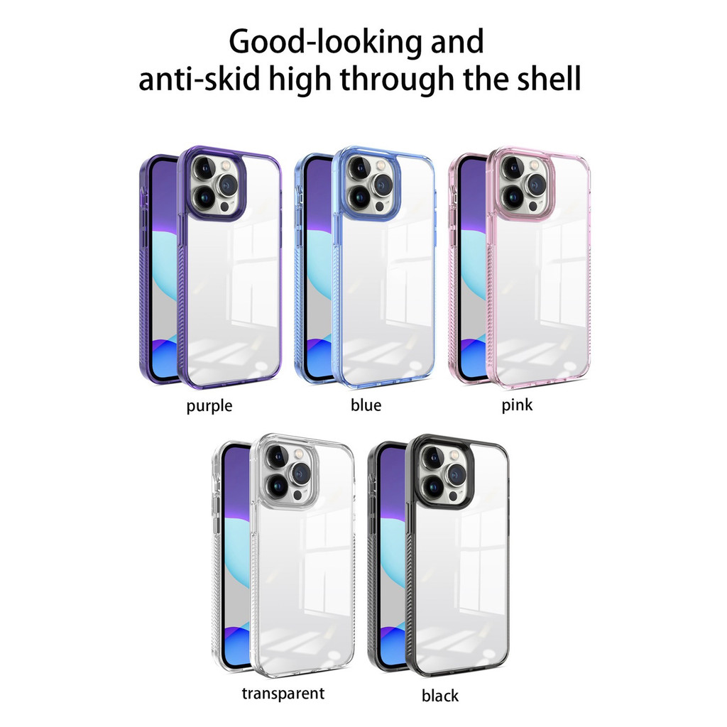 PC เคส ขอบสีกันกระแทก สำหรับ iPhone 16 Pro Max Plus 16Pro 16Plus 16Promax 11 12 13 14 15 ชนิดซิลิโคน ของแท้ % 041
