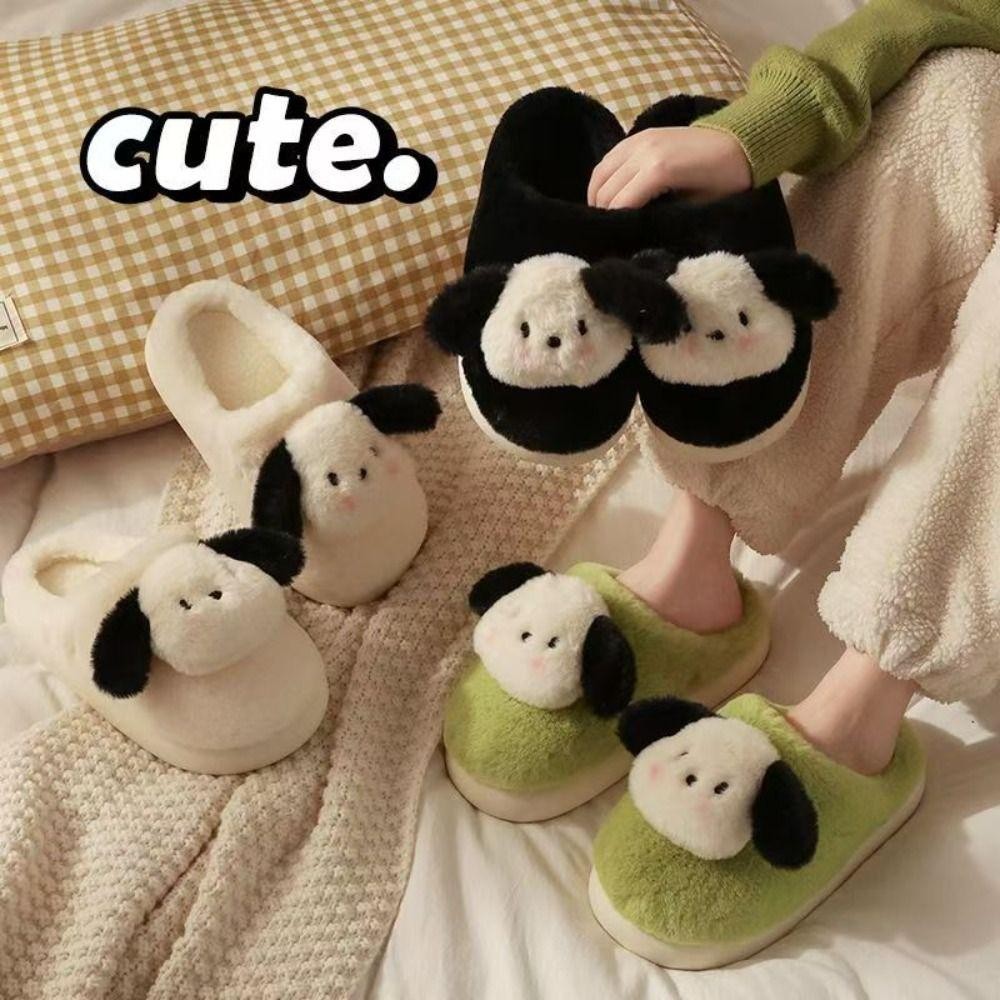Just Pochacco Plush รองเท้าแตะ, นักเรียน Warm Fur ฤดูหนาว Fluffy รองเท้าแตะ, Kawaii หอพักห้องนอน Anti Slip บ้านรองเท้าแตะรองเท้าหญิง