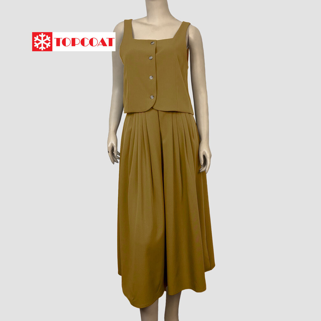 แฟชั่นเซ็ท (Fashion set) เสื้อกล้ามครอปพร้อมกระโปรง ผ้าทิ้งตัว ทรงสวย สี : น้ำตาล ดำ