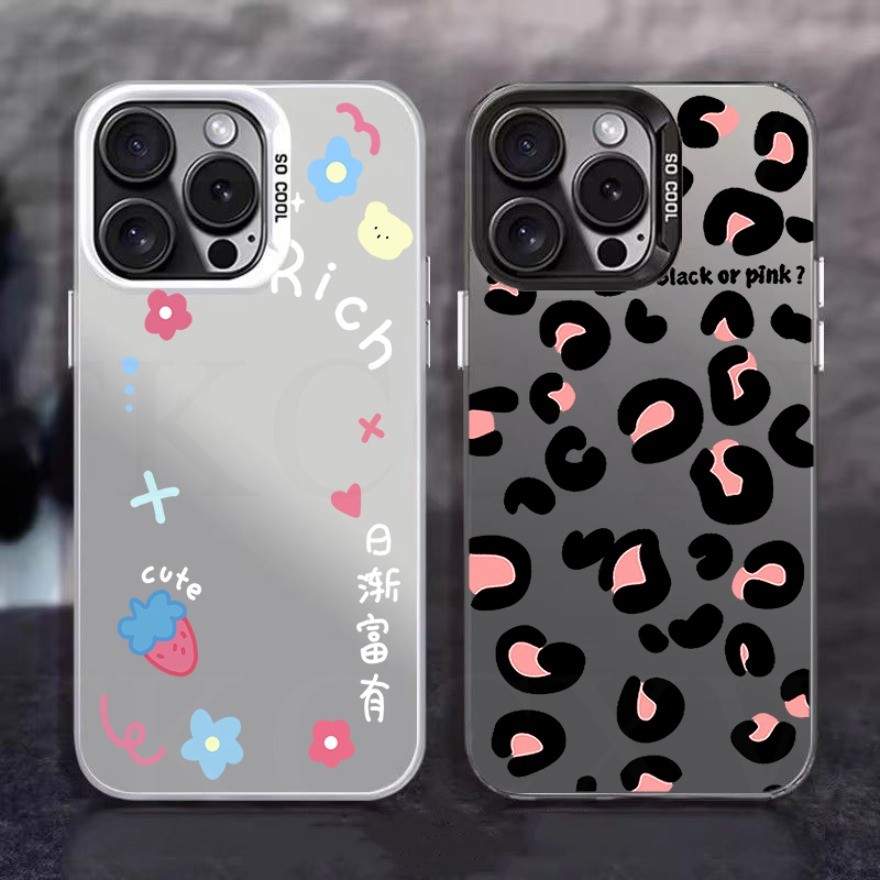 แฟชั่นสีดําสีชมพูเสือดาว IMD เคสโทรศัพท์สําหรับ Vivo V40 V30 V29 V27 V25 V23 Pro V30 Lite V29e V27e V25e V23e V20 Pro ปกหลัง