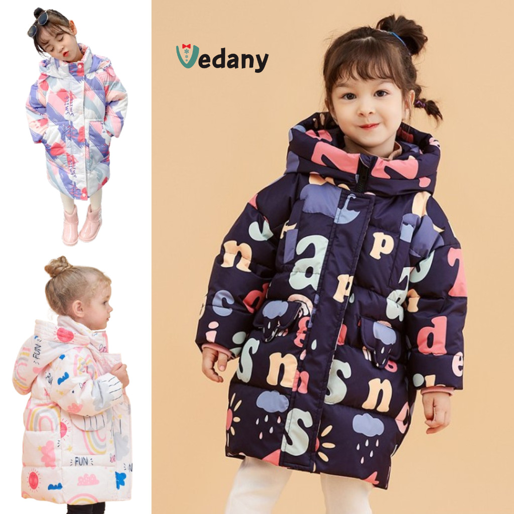 VDN-Kids-C1 เสื้อโค้ทกันหนาวเด็ก ขนเป็ด พรีเมี่ยม แบรนด์ VEDANY แบบยาว ลุยหิมะ ได้ถึงอุณหภูมิติดลบ -30 องศา