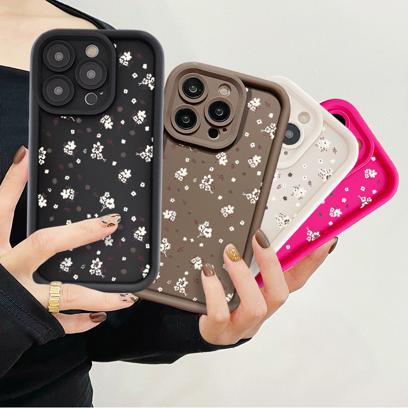 ดอกไม้สีขาวสดสําหรับ Huawei Y6P Y7A Y7 Pro Y7 Prime Y9 2019 Y9 Prime Nova 5t 6se 7i P30 P30 Pro Honor X9A X9B แฟชั่นดอกไม้โรแมนติกฤดูใบไม้ร่วงเคสโทรศัพท์