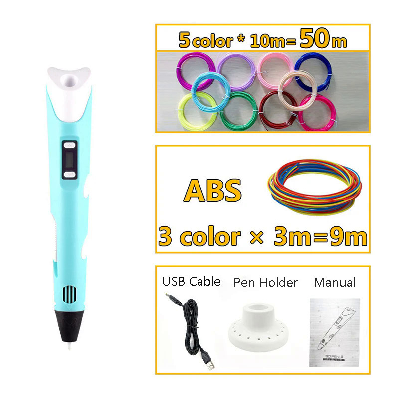 DIY 3D Printing Pen Drawing 3D Pens Educational Toy With LCD Screen PLA Filament Pen For Children Gi