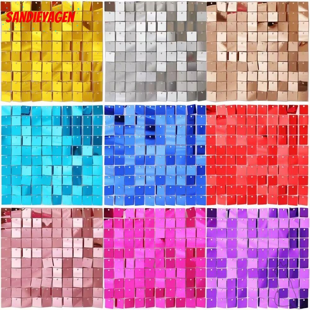 Sandieyean ฉากหลังเลื่อม,งานแต่งงาน Baby Shower เลื่อมแผงผนังตกแต่ง,วันเกิดตกแต่ง Glitter Square ฉากหลัง
