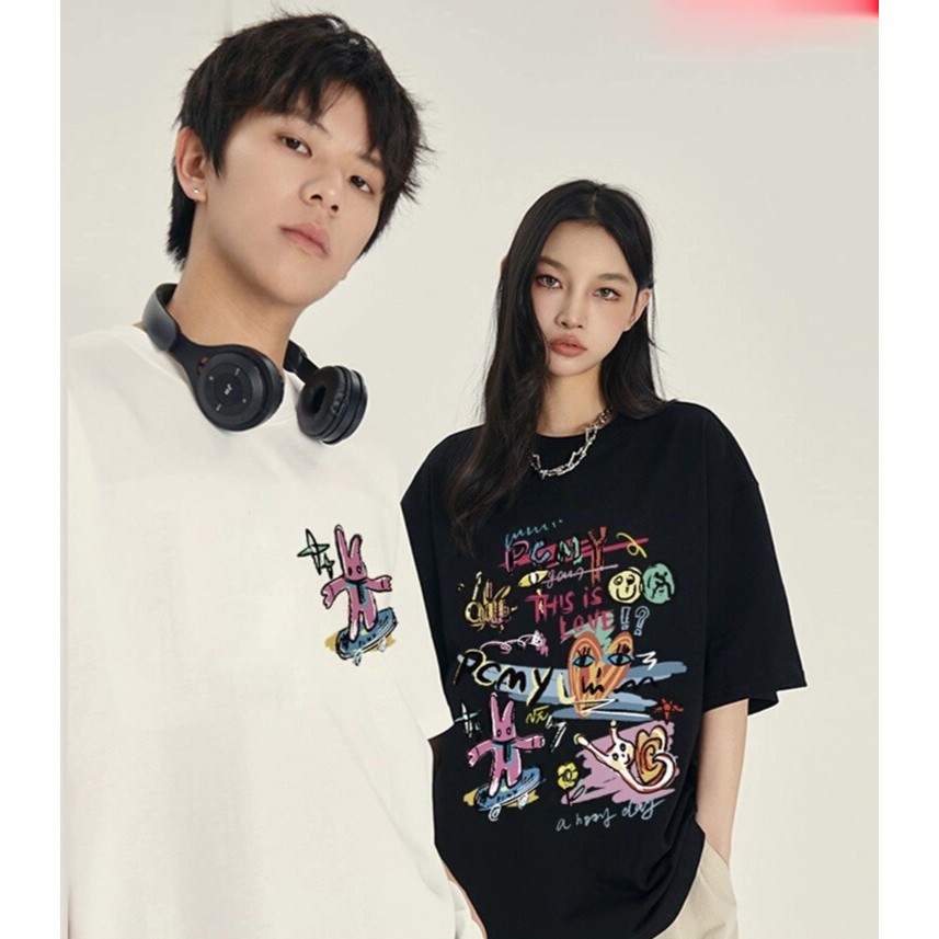 (จัดส่งตลอด 24 ชั่วโมง）Angle Official เสื้อยืดคอกลม แขนสั้น ทรงหลวม พลัสไซซ์ สีตัดกัน แฟชั่นสําหรับผู้หญิง