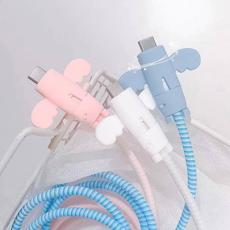 Angel Data Cable ฝาครอบป้องกัน สายชาร์จป้องกันการแตกหัก เคสซิลิโคนอ่อนนุ่ม-CY