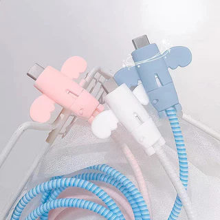 Angel Data Cable ฝาครอบป้องกัน สายชาร์จป้องกันการแตกหัก เคสซิลิโคนอ่อนนุ่ม-CY
