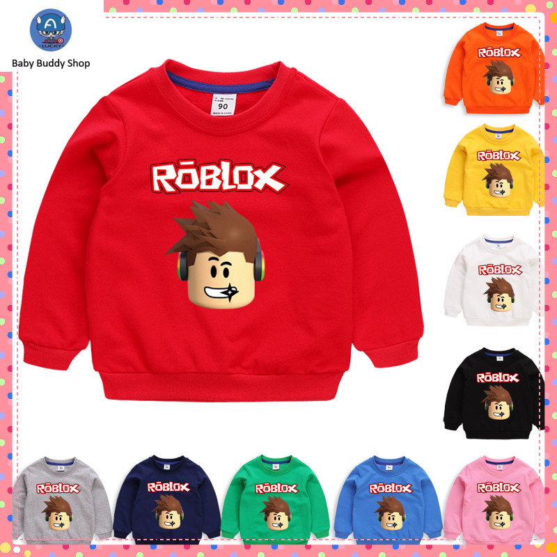 เสื้อเด็กแขนยาวผ้าฝ้าย 100% Roblox เสื้อการ์ตูนสําหรับเด็กผู้ชาย NW030