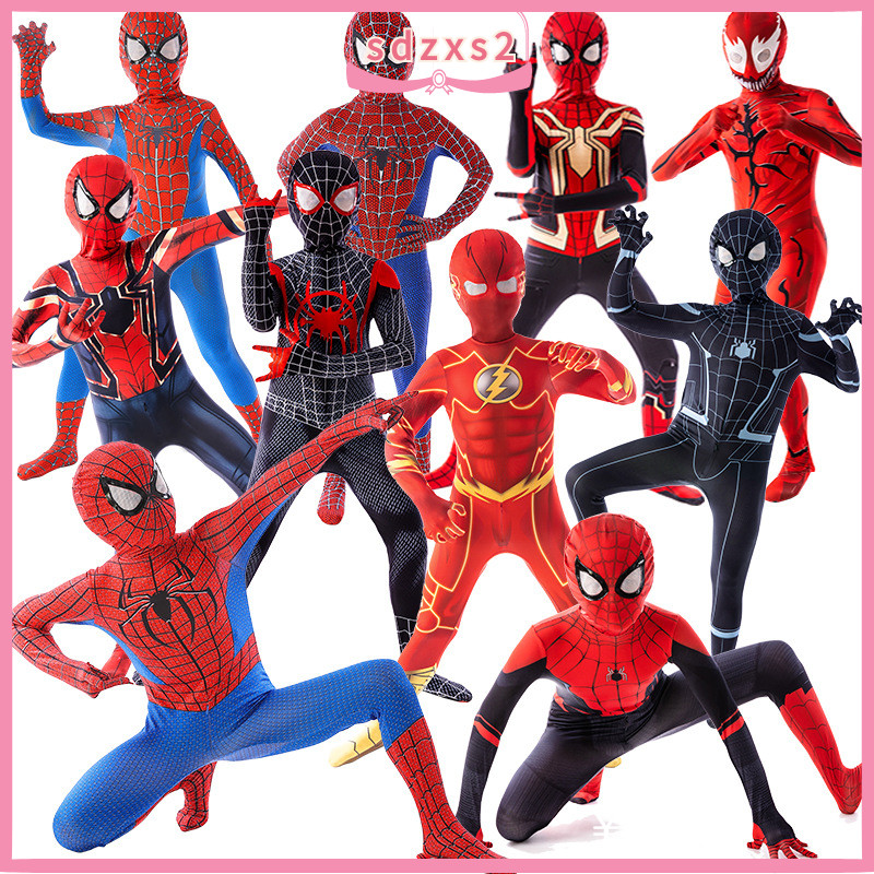 Spiderman Jumpsuit Suit Miles ชุดคอสเพลย์ฮาโลวีนเครื่องแต่งกายเด็ก Spiderman คอสเพลย์