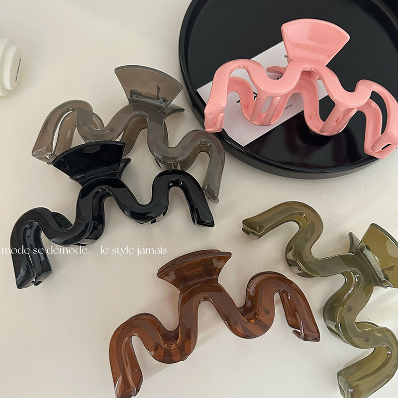 Jelly ขนาดใหญ่พิเศษสีเฉพาะการออกแบบความรู้สึกคลิปคลื่น M กิ๊บหนีบผมกิ๊บหนีบผมกิ๊บฉลามเครื่องประดับผมใหม่
