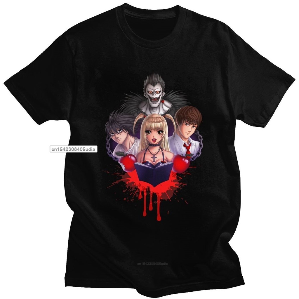 คลาสสิกอะนิเมะ Death Note TShirt ผู้ชายแขนสั้น Shinigami Ryuk มังงะ T เสื้อ O-คอผ้าฝ้ายนุ่มกราฟิก Te