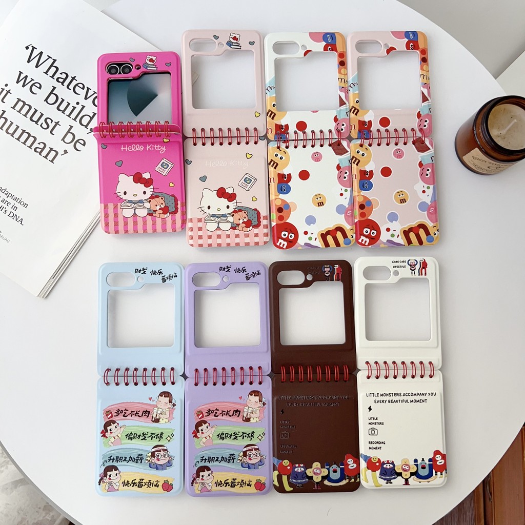 Flip 6 Samsung Galaxy Z Flip5 เคสโน๊ตบุ๊คน่ารักการ์ตูน hello Kitty Z Flip4 Flip3 กรณีกันกระแทกแข็งโทรศัพท์ความคิดสร้างสรรค์กรณีปก