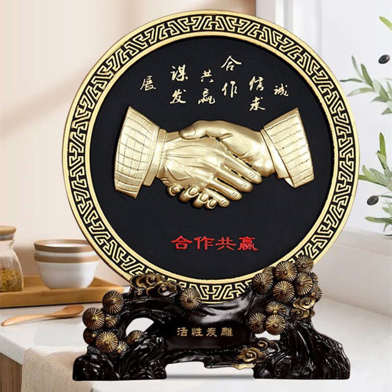 คาร์บอนแกะสลักความร่วมมือชนะร่วมกัน จับมือ เครื่องประดับ เจ้านาย สํานักงานเดสก์ท็อปตกแต่งบริษัทเปิดพิธีขึ้นบ้านใหม่ของขวัญธุรกิจ 0927