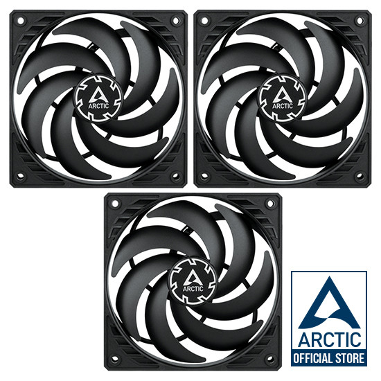 FAN ARCTIC P12 PWM PST SLIM BLACK 3 PACKS (Computer fan / พัดลมระบายความร้อนคอมพิวเตอร์)