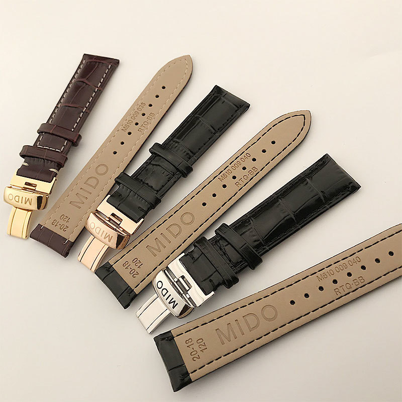 สําหรับนาฬิกา Mido หนังแท้ Baroncelli M8600 M7600 ผู้ชายและผู้หญิง Rudder Commander 20 มม.
