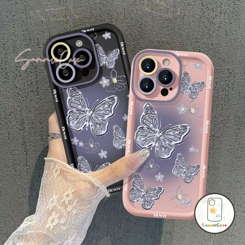 สำหรับ เคส Samsung  A54 A50 A04s A11A13 A03s A05 A04 A05s A14A32 A03 A34 A15 A53 A24 A12 A04E ผีเสื้อ น้ำเงิน เคส