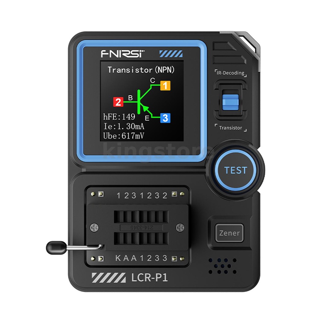 Fnirsi LCR-P1 เครื่องทดสอบทรานซิสเตอร์ไดโอด Triode Capacitance Meter 1.44 นิ้วหน้าจอสี USB Type-C ข้อมูลส่งออก Anti-Burn Protection