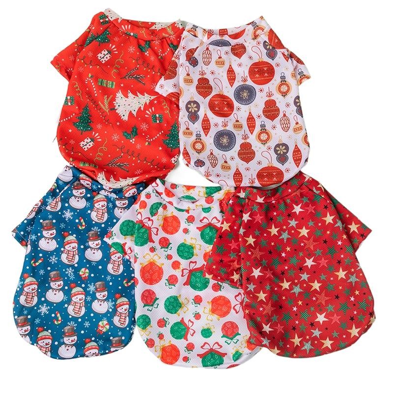 [8สี] เสื้อผ้าสุนัขคริสต์มาสสำหรับ Shih Tzu Puppy Vest เครื่องแต่งกายสุนัขปีใหม่ Soft Cat TShirt เสื้อผ้าสัตว์เลี้ยง