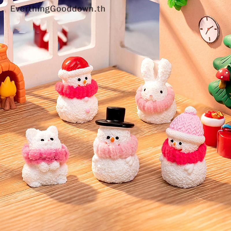 Ever Mini Christmas Snowman Bunny ลูกแมว Micro ภูมิทัศน์เครื่องประดับรถบ้านเดสก์ท็อปเรซิ่นตกแต่งคริสต์มาสอุปกรณ์เสริมเด็กของขวัญ TH