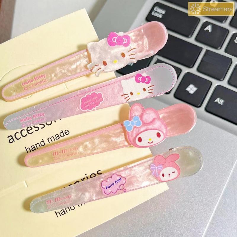 {Streamers} 2 ชิ้นน่ารัก Sanrio Hello Kitty Melody Kuromi กิ๊บติดผมการ์ตูนอะนิเมะ Hairpin ด้านข้าง Bangs คลิปสําหรับสาว Headwear อุปกรณ์เสริมผมใหม่