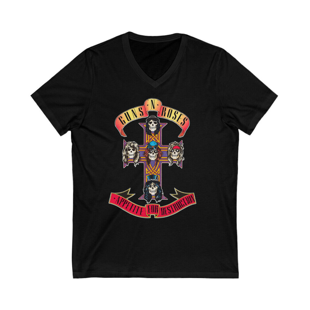 เสื้อ Guns N Roses เสื้อยืดคอวีแขนสั้น Guns N Roses