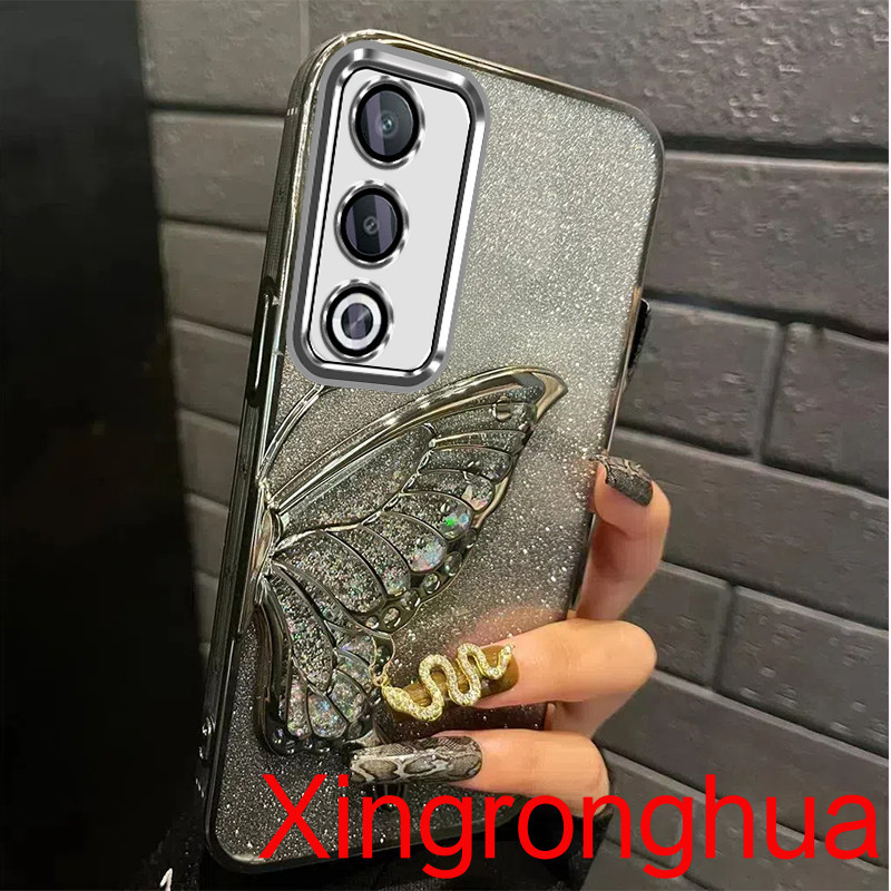 ปลอกoppo A3 Pro 5G A3X 5G/ A3 A38 A18 A58 A60 A79 5Gหรูหราความงามผีเสื้อGlitterเงากรณีกันกระแทกนุ่มคลุมทั้งหมดพร้อมขายึด