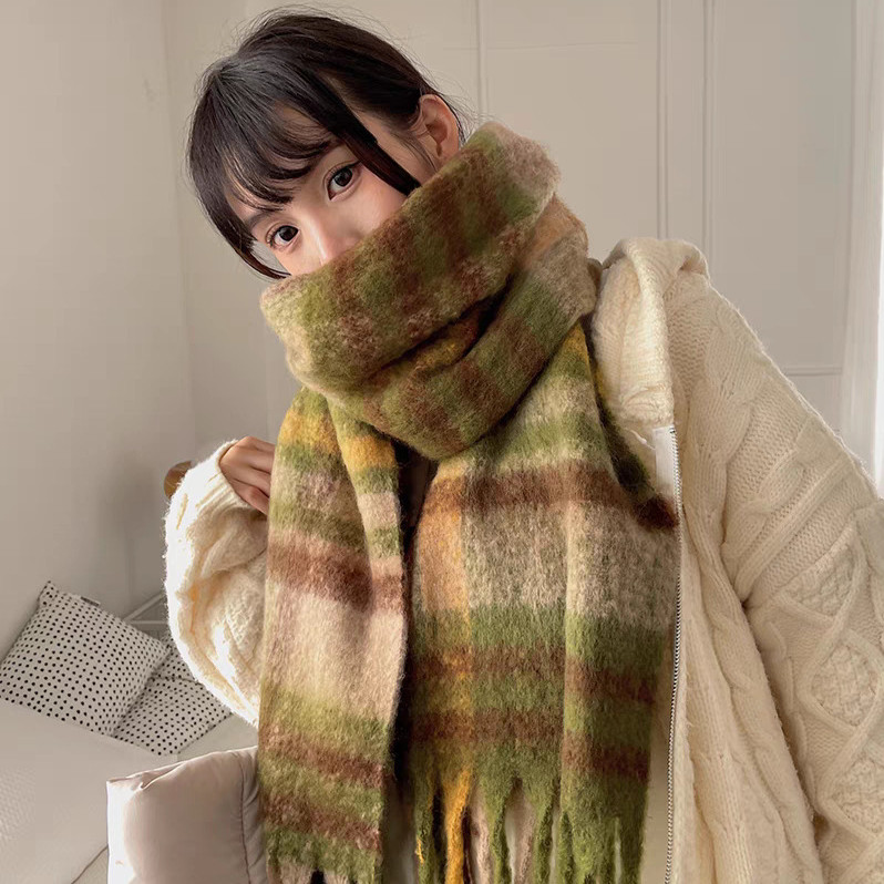 2024 ฤดูใบไม้ร่วงและฤดูหนาวใหม่ผ้าพันคอหนาลายสก๊อตพร้อมบรรยากาศความอบอุ่นระดับไฮเอนด์ผู้ชายและผู้หญิงเกาหลีย้อนยุคผ้าพันคออเนก - รูปที่ 6