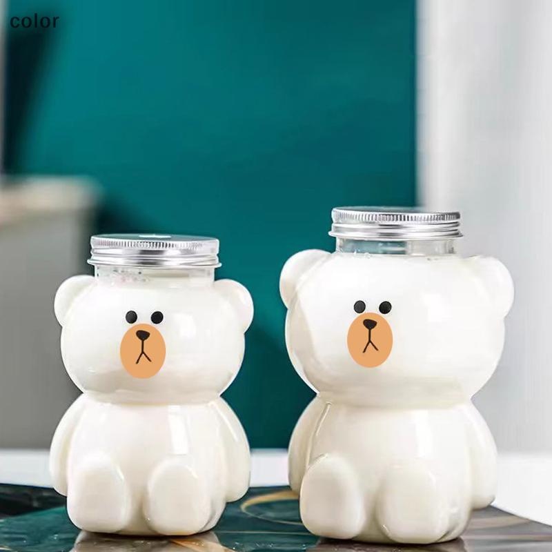 [สี] น่ารัก ขวดน้ําหมีขนาดเล็กสําหรับนมชากาแฟน้ําผลไม้ถ้วยดื่มแบบพกพาบ้านใสคั้นน้ําเครื่องดื่มขวดเครื่องดื่ม ไทย