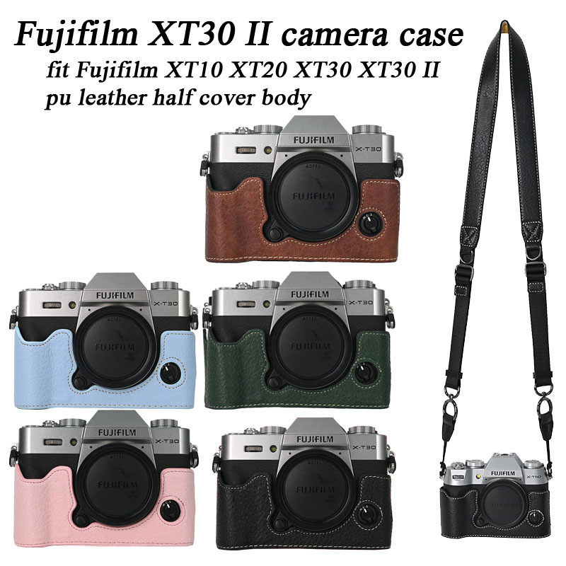 หนัง PU Fujifilm XT30 II กระเป๋ากล้องครึ่งสําหรับ Fujifilm XT10 XT20 XT30 XT30 II