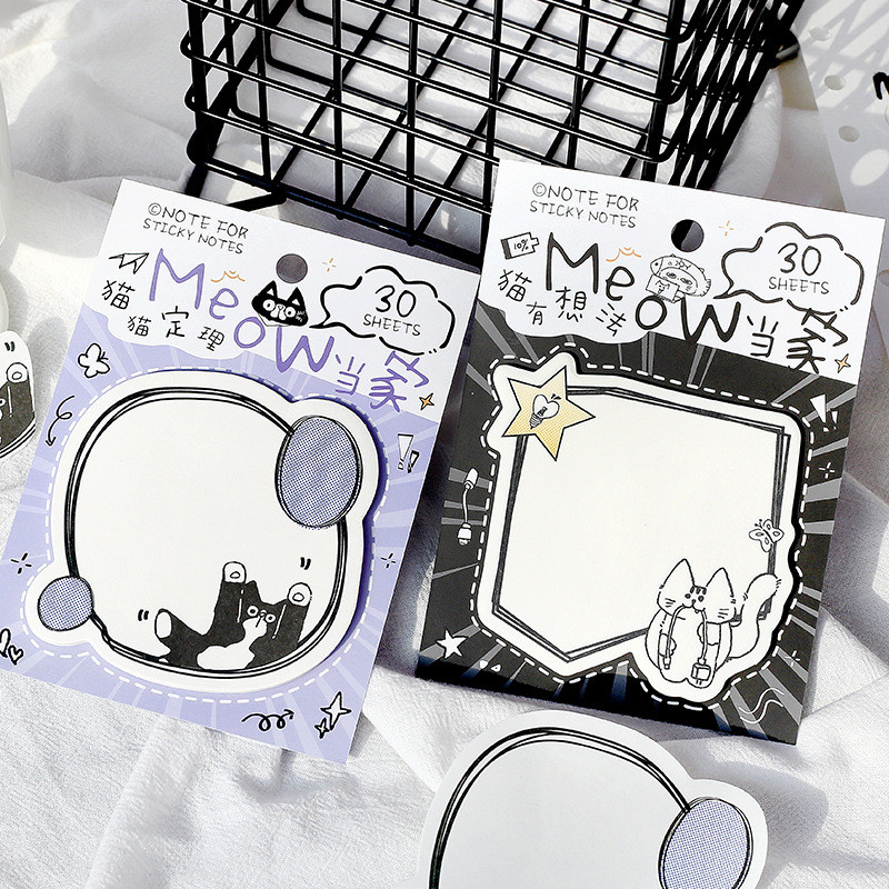 ไดลี่|Meow Master Sticky Notes เกาหลีน่ารัก Line List Check-in Memo ข้อความวัสดุตกแต่งผนังคู่มือตกแต่งฐานโน้ตบุ๊คหมายเหตุ