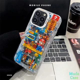 บล็อก ของเล่น Mario breakout เกม เคส iPhone 16 15 14 13 12 เคสไอโฟน11 Pro Max เคสไอโฟน XR X XS 7 8 Plus กรณีโทรศัพท์เย็น