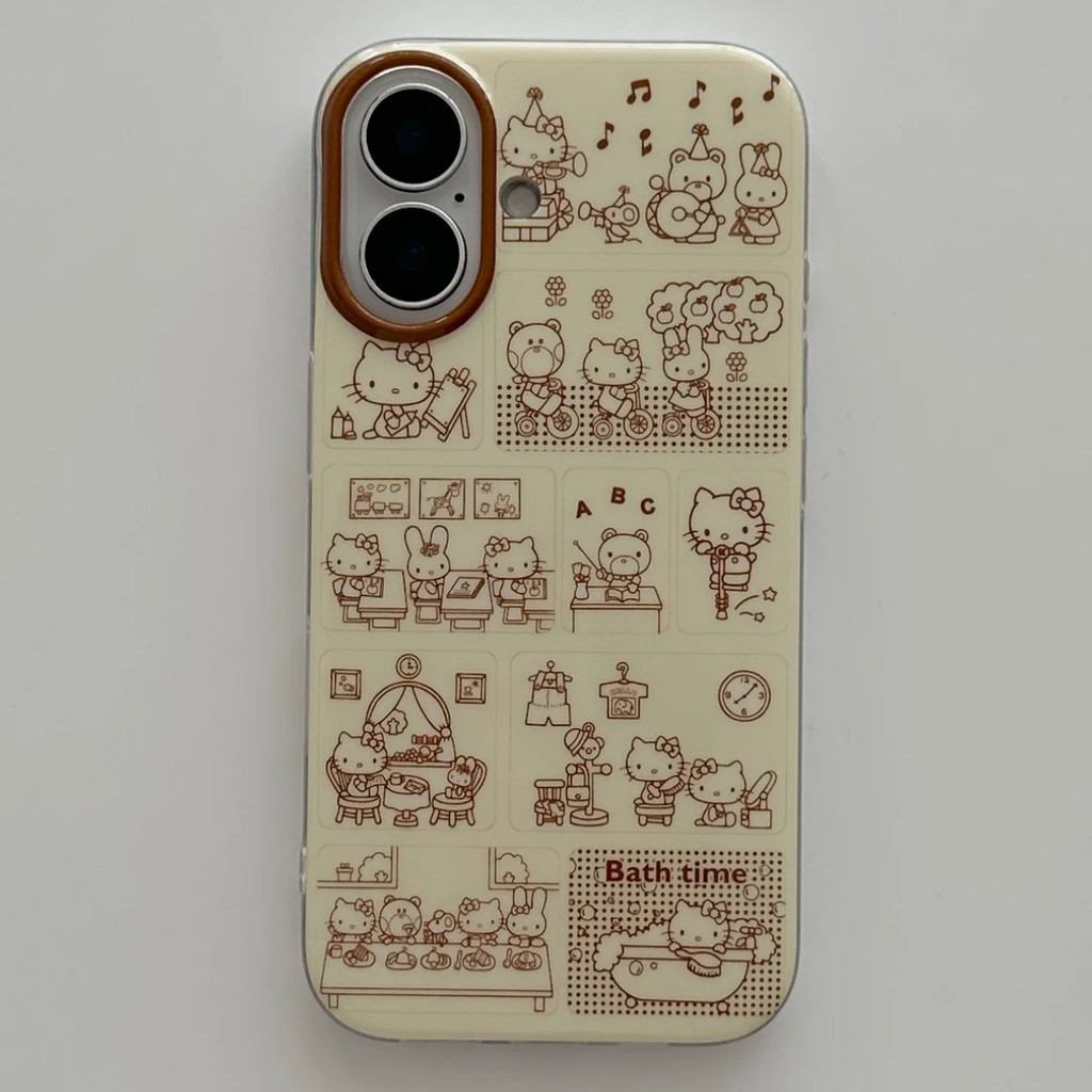 Imd Double Layer Class Hello Kitty เหมาะสําหรับ Apple 16/15/14/13promax เคสโทรศัพท์ 12/11 เคสแข็ง XR โปร่งใส X เคสโทรศัพท์