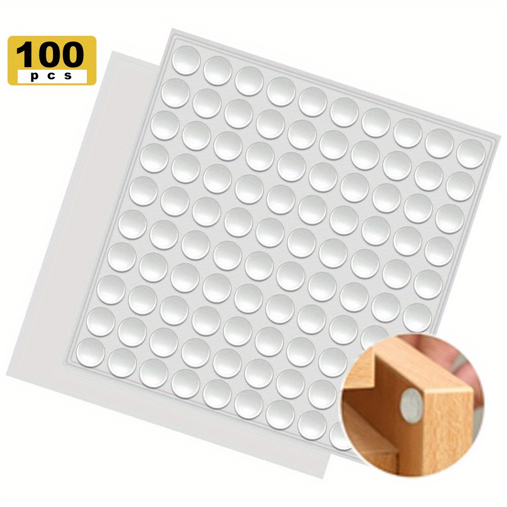100ชิ้นแผ่นกันชนซิลิโคนใสพรีเมี่ยม-ดูดซับแรงกระแทก,ลดเสียงรบกวน,เบาะยางกาวในตัวสําหรับประตูตู้เรียบ,ลิ้นชัก,และพื้นไม้ป้องกั