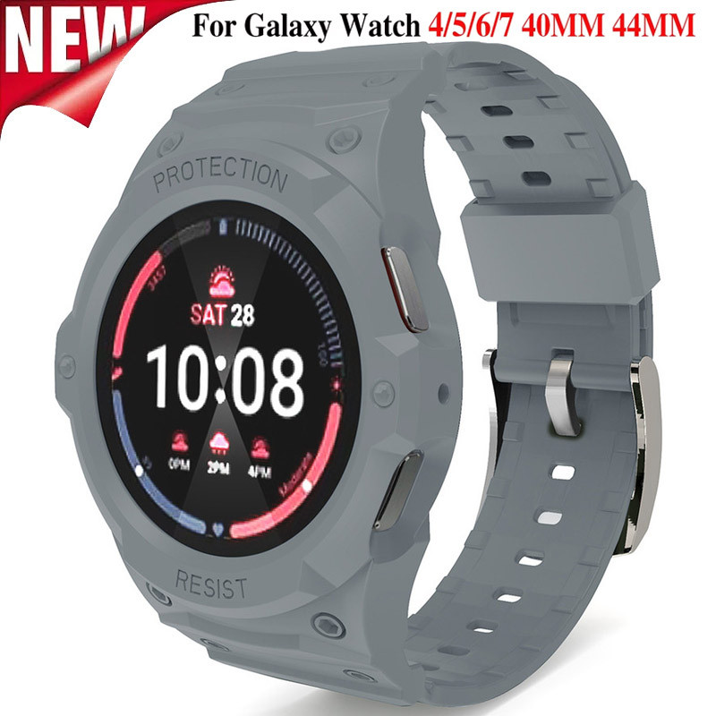 เคส + สายรัดสําหรับ Samsung Galaxy Watch 7/6/5/4 40 มม.44 มม.ฝาครอบป้องกันสร้อยข้อมือซิลิโคนสําหรับ Galaxy Watch ชุดการปรับเปลี่ยนอุปกรณ์เสริม
