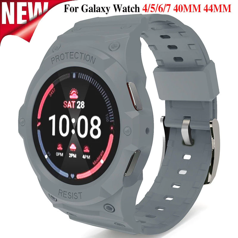 เคส + สายรัดสําหรับ Samsung Galaxy Watch 7/6/5/4 40 มม.44 มม.ฝาครอบป้องกันสร้อยข้อมือซิลิโคนสําหรับ Galaxy Watch ชุดการปรับเปลี่ยนอุปกรณ์เสริม