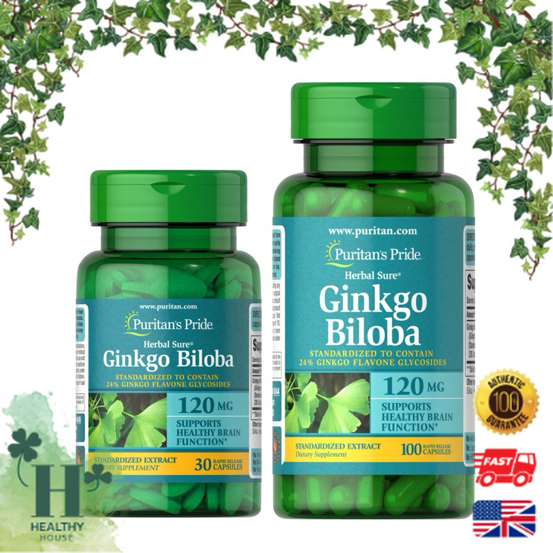 พร้อมส่ง Puritan's Pride Ginkgo Biloba Standardized Extract 120 mg บำรุงสมอง ความจำ สารสกัดใบแปะก๊วย
