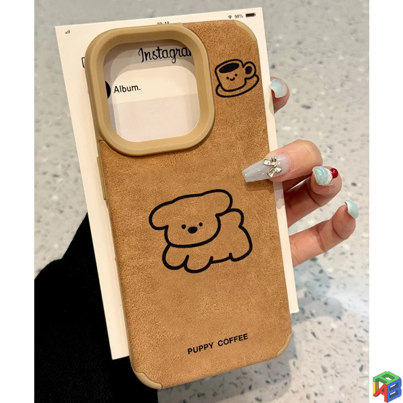 กาแฟสุนัขน่ารักสําหรับเคสโทรศัพท์ Apple 16promax iPhone15/14plus ตุ๊กตา 13/12/11Promax Drop Proof 7/8 Plus Xsmax soft case