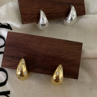 S925 Silver Gold Water Drop Metal Buckle Hoop ต่างหูหู Studs เครื่องประดับอุปกรณ์เสริม