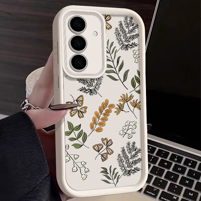 SAMSUNG ดอกไม้และหญ้าสําหรับsamsung Galaxy A55 A54 A53 A52 A52s A35 A34 A16 A15 A25 A14 5G 4Gเคสโทรศัพท์ซิลิโคนกันกระแทกนุ่มTPUปกหลังกรณี