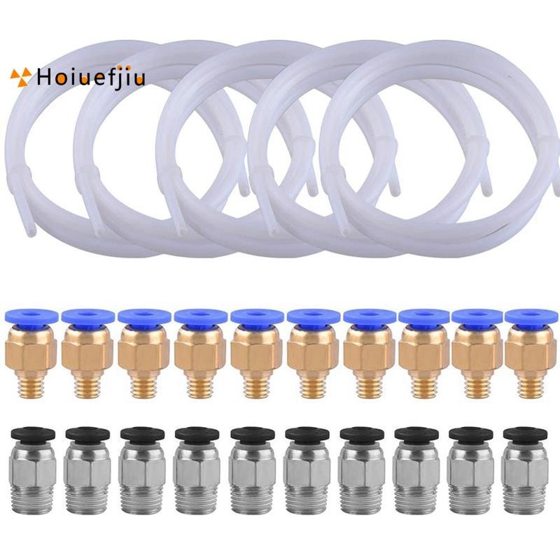 Houefjiu5 ชิ้น Ptfe ท่อ (1.5M) พร้อมอุปกรณ์ PC4-M6 10 ชิ้นและ 10 ชิ้น Pc4-M10 ข้อต่อสําหรับเครื่องพิ