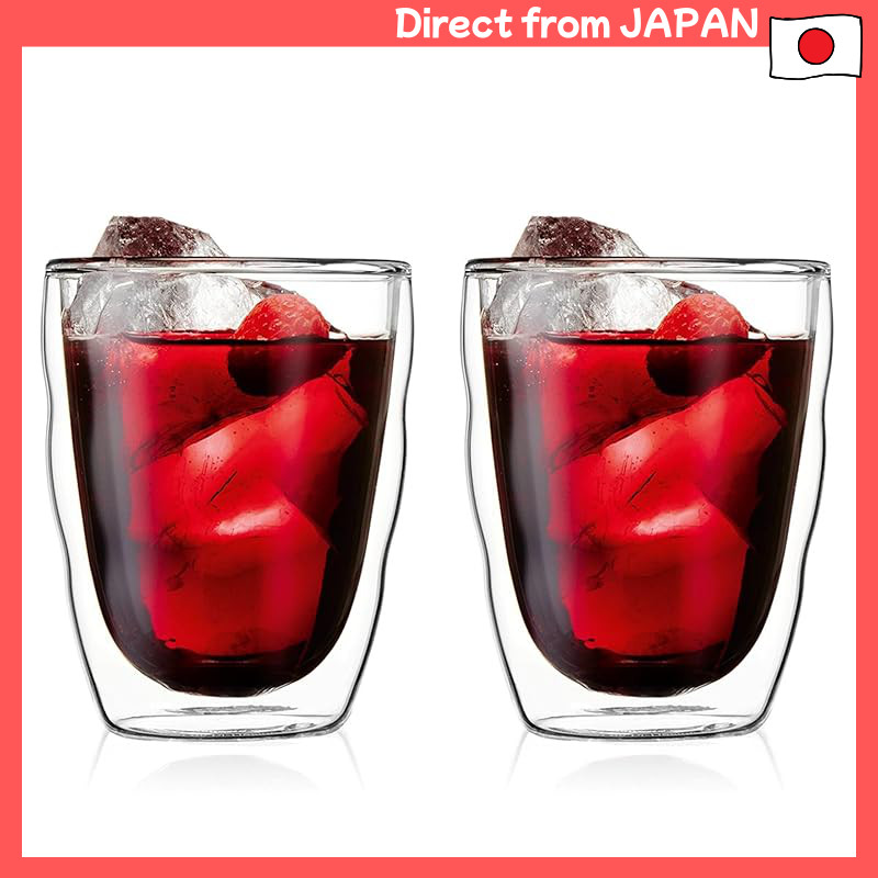 BODUM Pilatus Double Wall Glass 350ml - Set of 2, Insulated, Heat-Resistant Glass, Microwave Safe, O