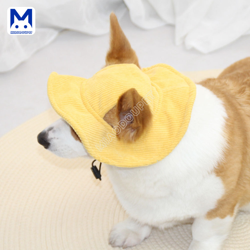 สุนัข Off-Ear หมวกน่ารัก Pet Shade Bucket Hat Corgi Shiba Inu Dress Up