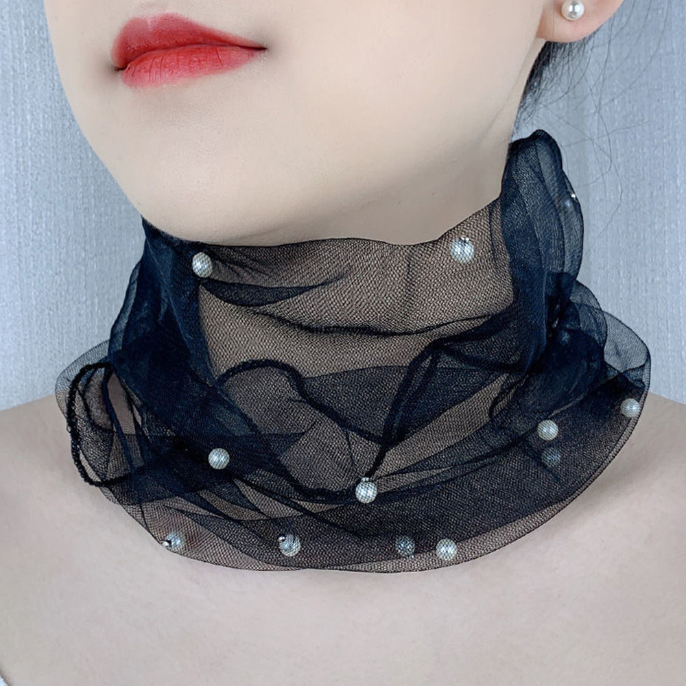 ผ้าพันคอ organza ยืดหยุ่น ลายตาข่ายและริบบิ้น ขนาดเล็ก สไตล์เรียบร้อยและสง่า ราคา ถูกที่สุด ดีลบีเคเค แกลเลอรีภาพที่ 6