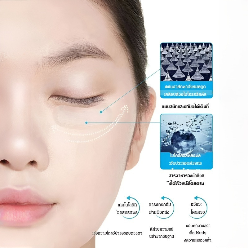 ✅โปร 1 แถม 1 🔥มาร์คเข็ม ไมโครนีเดิลกรดไฮยาลูโรนิค ที่มาร์คตา สำหรับต่อต้านริ้วรอย ริ้วรอยแห่งวัยอันมืดมิด แผ่นเจลให้ความชุ่มชื้นใต้ตา การดูแลผิว อาการบวมของวงกลมสีเข้ม - รูปที่ 6