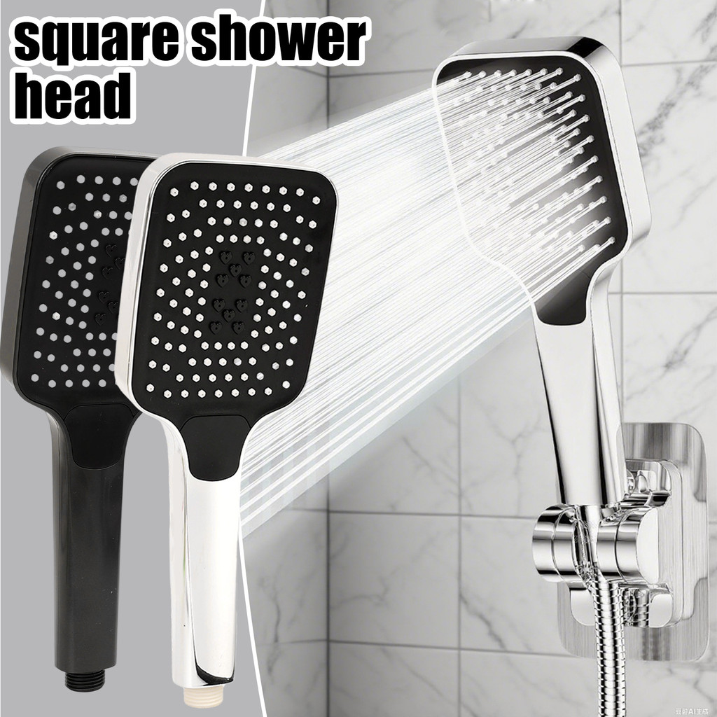 หัวฝักบัวทรงสี่เหลี่ยมเทอร์โบชาร์จ - สเปรย์ปรับ 3 โหมดประหยัดน้ํา ABS Bathroom Shower Head Accessory