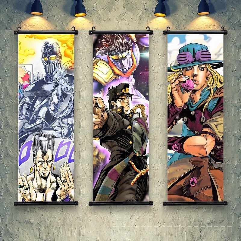 อะนิเมะ JoJo Bizarre Adventure Retro WhitePaper โปสเตอร์สติ๊กเกอร์ติดผนัง DIY ห้องนั่งเล่นบาร์ Cafe รูปเกมตกแต่งผนัง