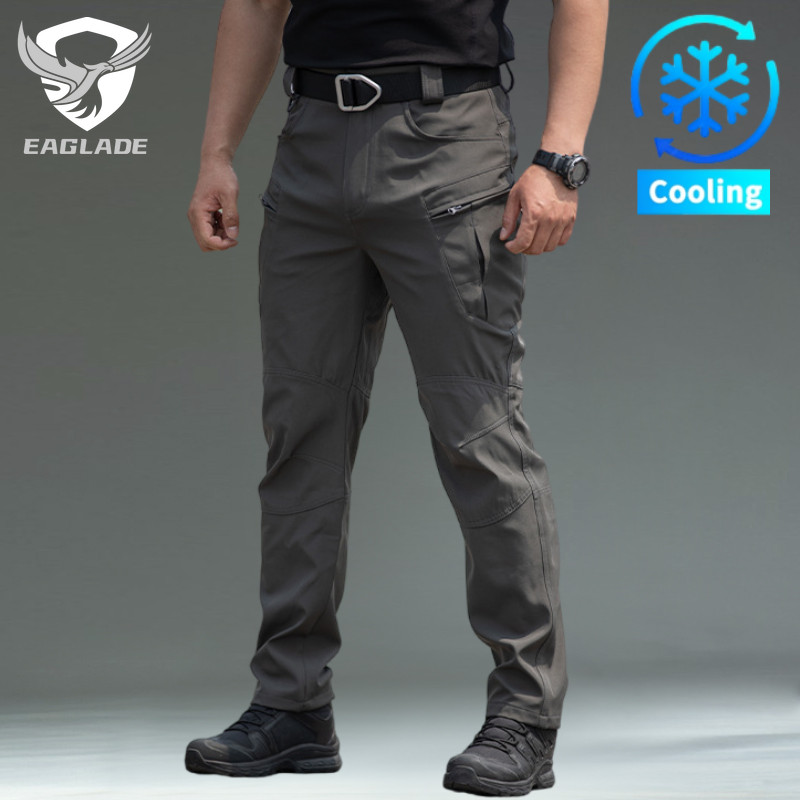 กางเกงคาร์โก้ผู้ชาย ทนทาน ระบายอากาศได้ดี ป้องกันน้ำ และมีความยืดหยุ่น สีเทา A01