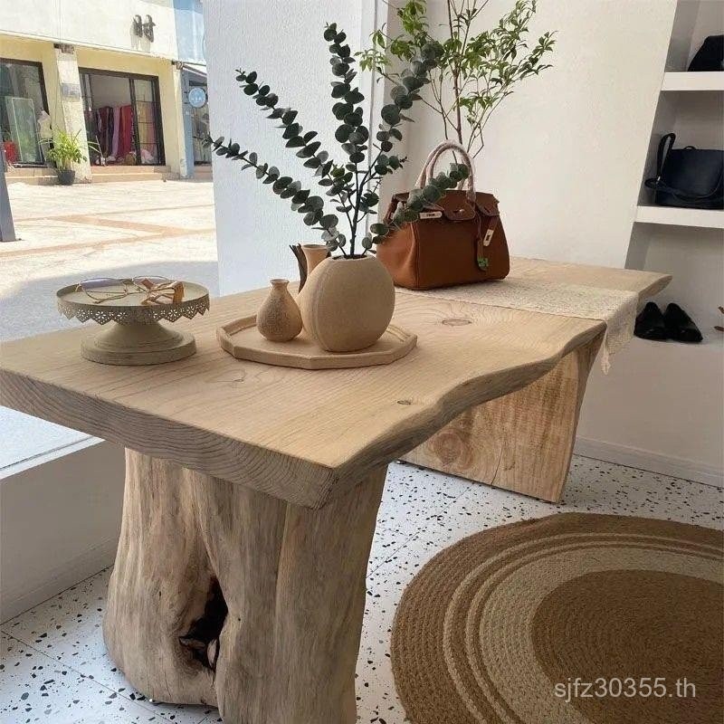 Simple Nakajima Long Table Conference Table Flow Table Natural Edge Log ไม้เนื้อแข็งร้านเสื้อผ้า B &