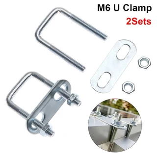 จัดส่งรวดเร็วJAZZYLY 2 ชุดแคลมป์สี่เหลี่ยม, ท่อสกรูเหล็ก U-Clamp, U-bolt มุมขวาพร้อม Baffle M6 Squa Bolt